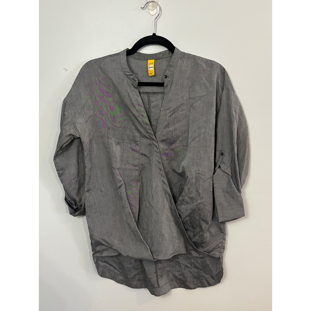 Lole Gray Tencel Blend‎ Button Up Tunic Top Womens